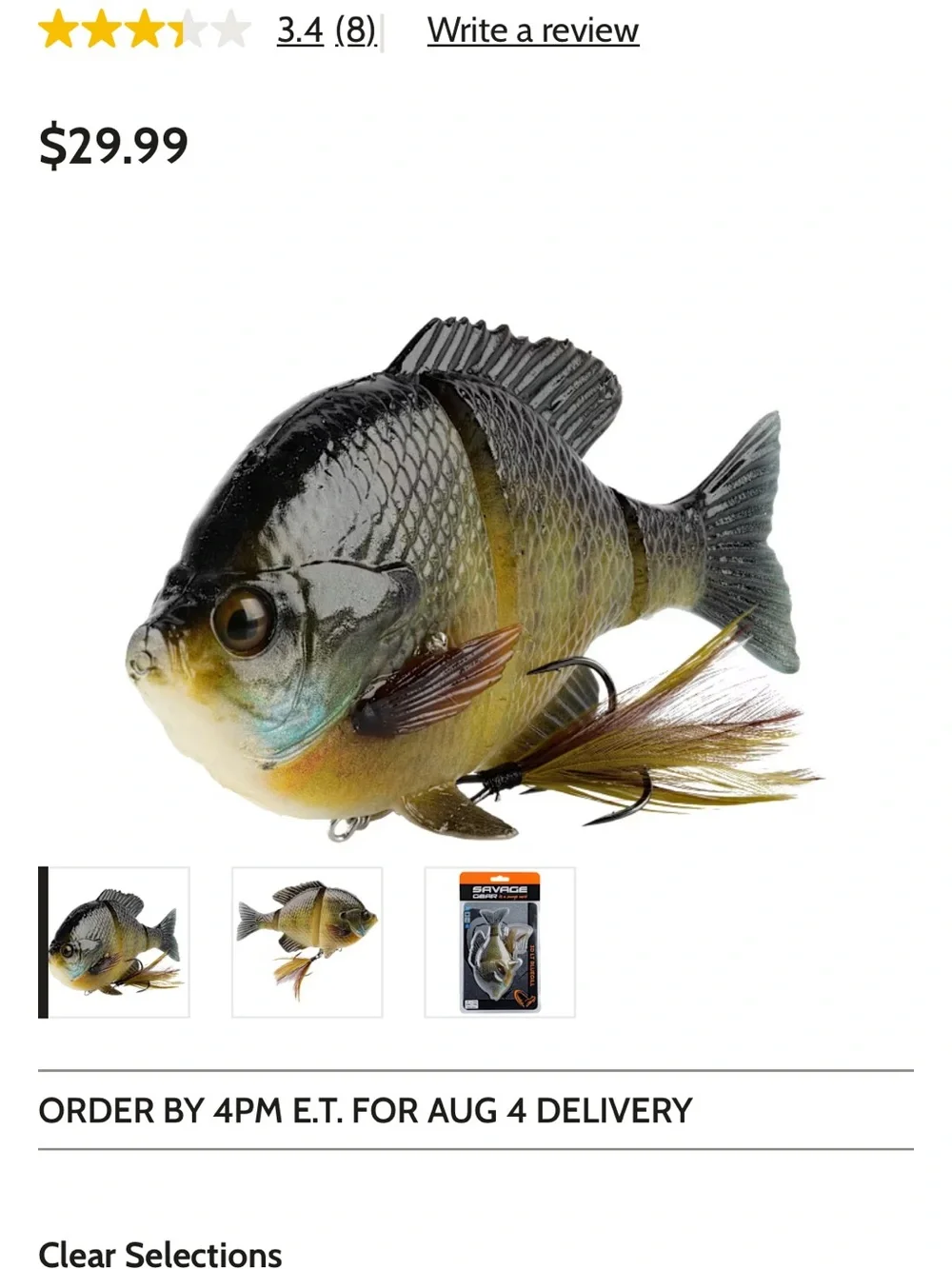 Lifelike Bluegill Swimbait – Black & Olive